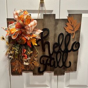 Front Door Sign Hello Fall Wooden Handmade